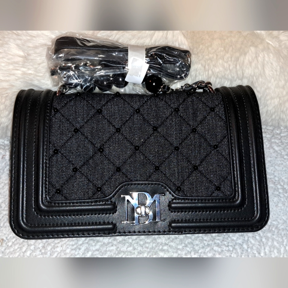 Black Quilted Badgley Mischka Shoulder Bag
